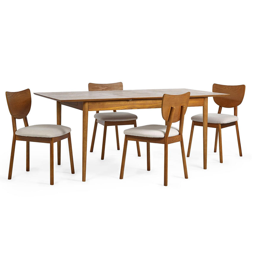 Lowry Cherry Wood Retro Style 4-6 Seater Extending Dining Table-5