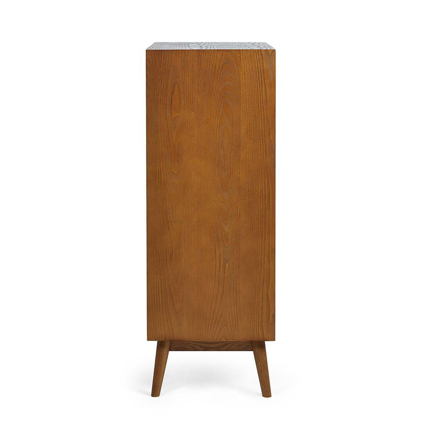 Lowry Cherry Wood Retro Style 5 Drawer Midi Chest-4