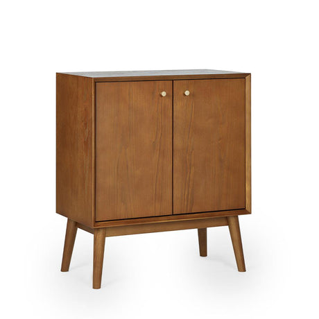 Lowry Cherry Wood Retro Style 70cm Compact 2 Door Sideboard-2