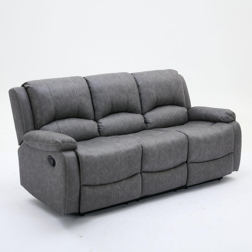 Paloma Grey Endurance Fabric 3 Seater Manual Recliner Sofa-4