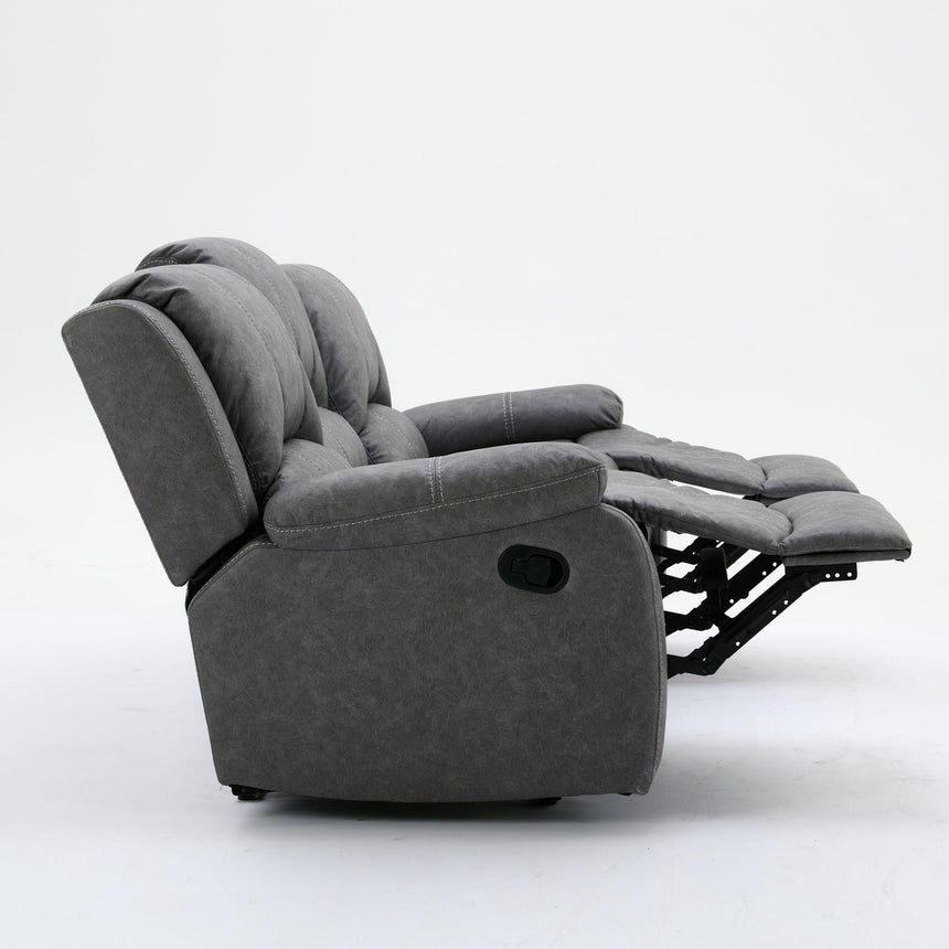 Paloma Grey Endurance Fabric 3 Seater Manual Recliner Sofa-7