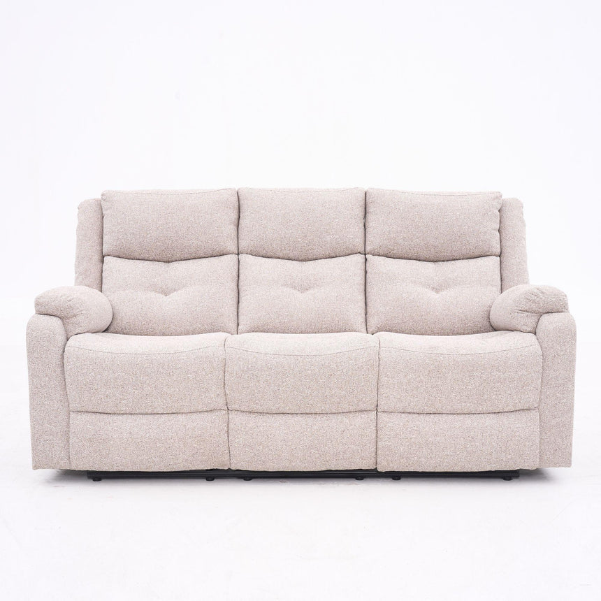 Ellison Cream Fabric Manual Recliner Sofa Set-2