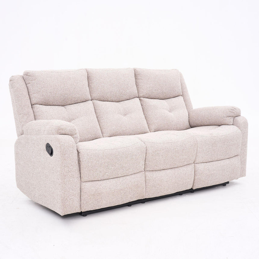 Ellison Cream Fabric Manual Recliner Sofa Set-3