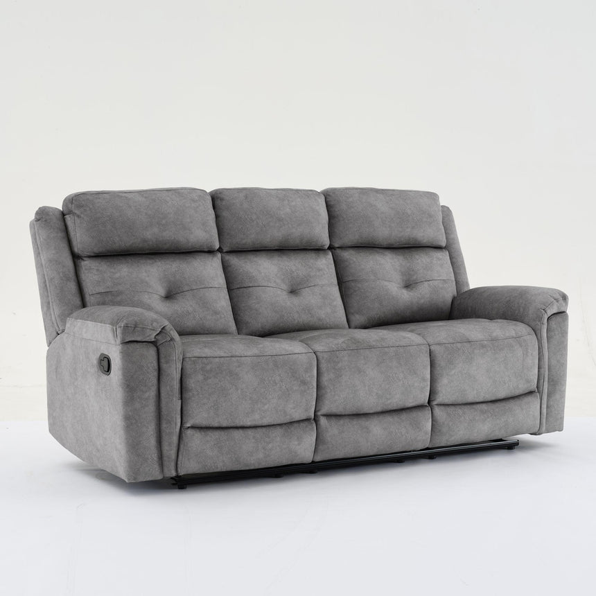 Sydney Grey Fabric 3 Seater Manual Recliner Sofa-4