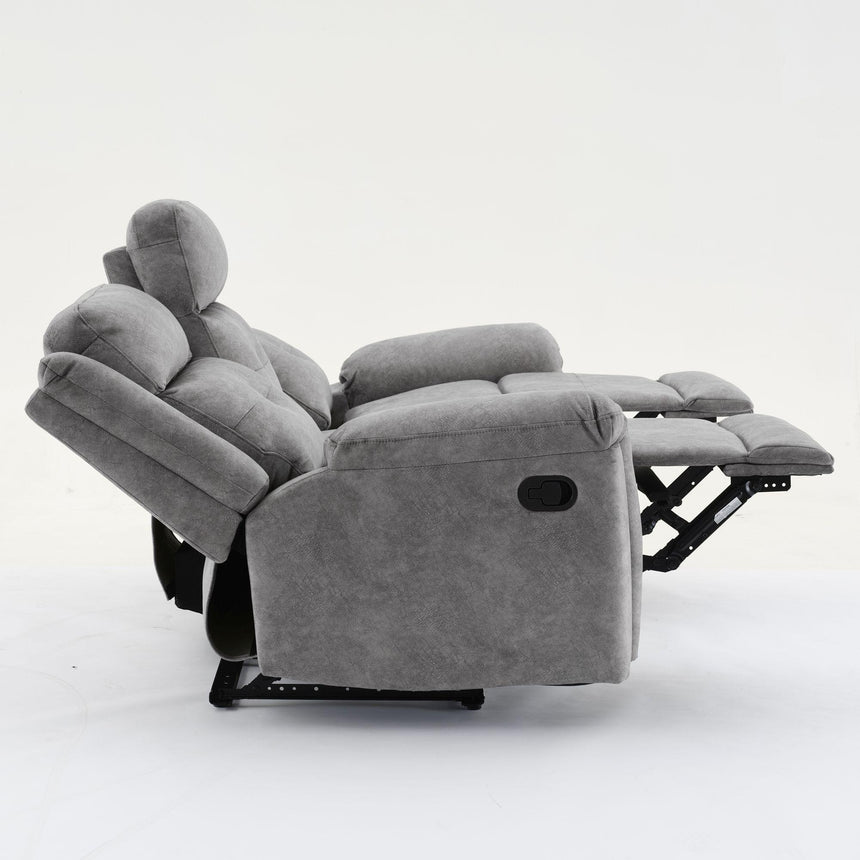 Sydney Grey Fabric 3 Seater Manual Recliner Sofa-5