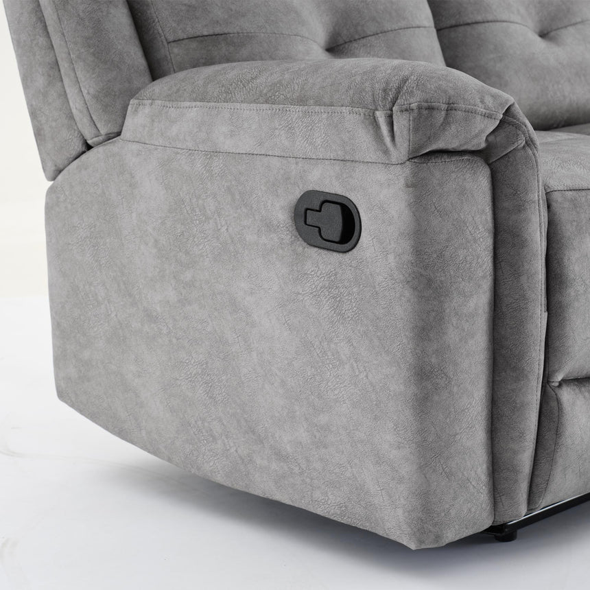 Sydney Grey Fabric 3 Seater Manual Recliner Sofa-8