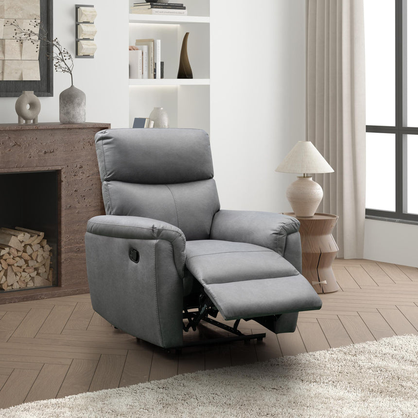 Isabela Grey Endurance Fabric Manual Recliner Armchair-2