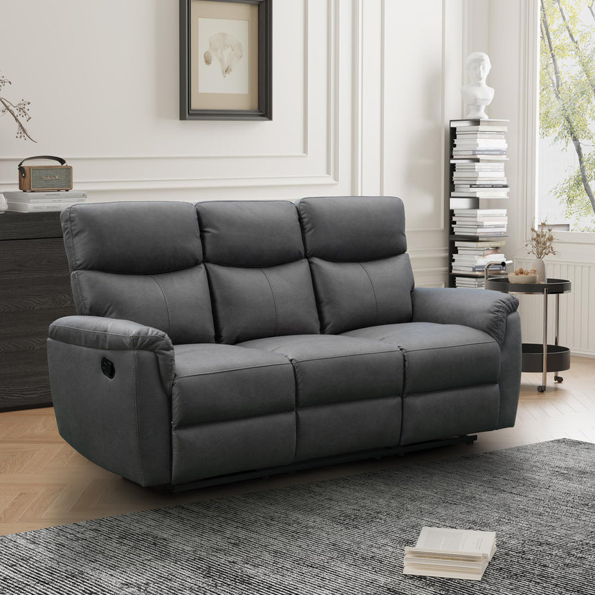 Isabela Grey Endurance Fabric Manual Recliner Sofa Set-2
