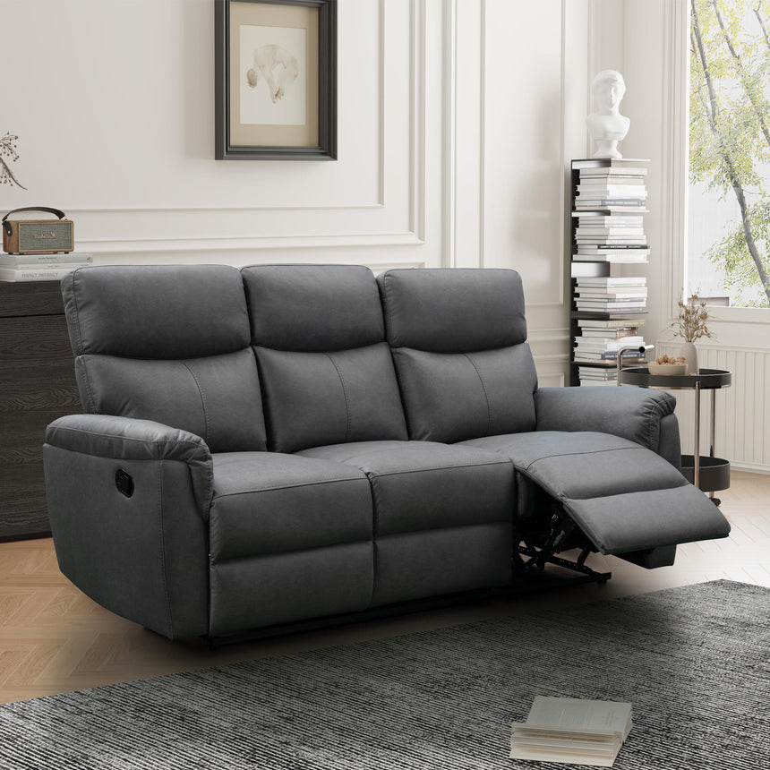 Isabela Grey Endurance Fabric Manual Recliner Sofa Set-3