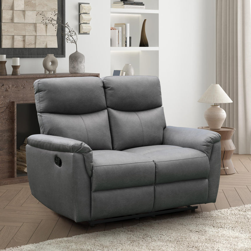 Isabela Grey Endurance Fabric Manual Recliner Sofa Set-4