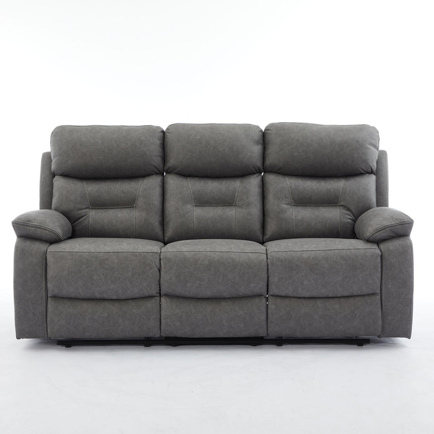 Hayley Grey Fabric 3+2 Seater Manual Recliner Sofa Set-2