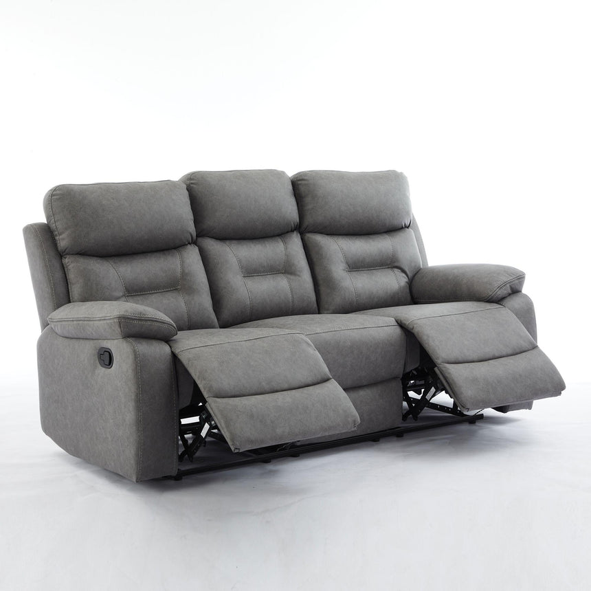 Hayley Grey Fabric 3+2+1 Seater Manual Recliner Sofa Set-3