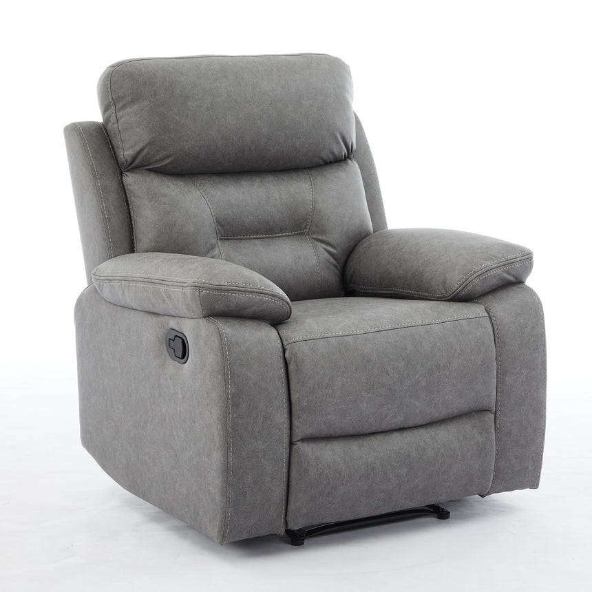Hayley Grey Fabric Manual Recliner Armchair-4