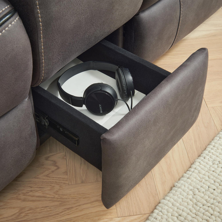 Charlie Grey Fabric 2 Seater Electric Recliner Sofa with Console-4