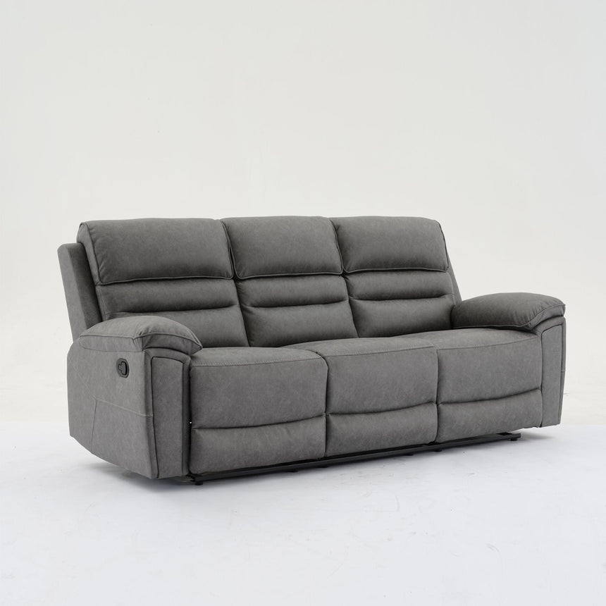 Helena Grey Endurance Fabric 3 Seater Manual Recliner Sofa-4