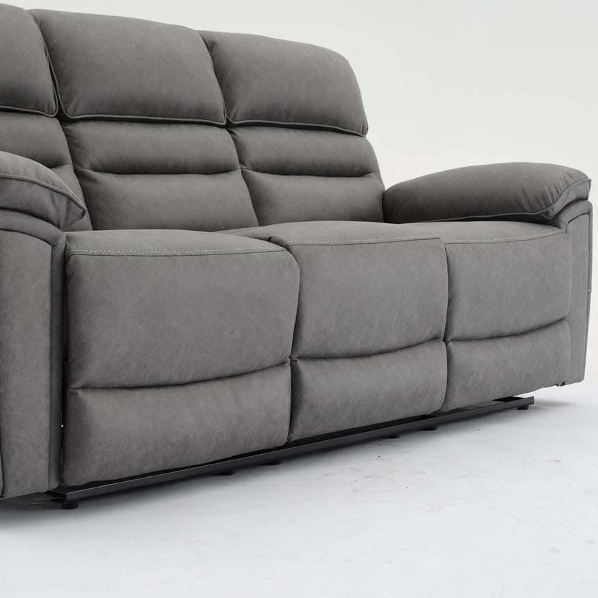Helena Grey Endurance Fabric 3 Seater Manual Recliner Sofa-6