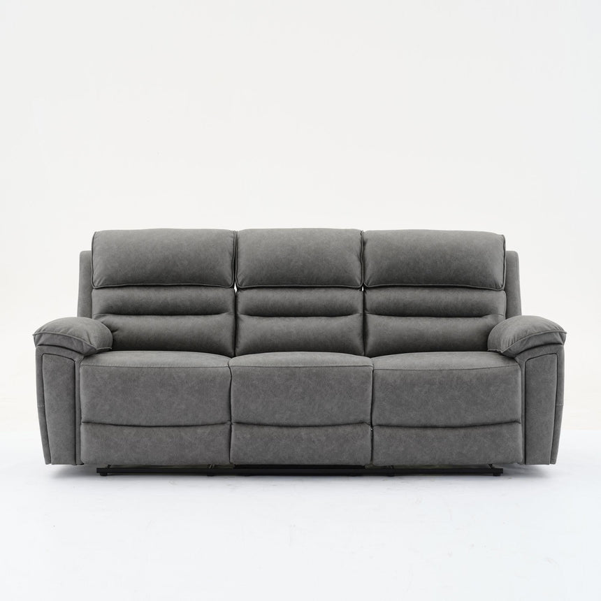 Helena Grey Endurance Fabric 3+2+1 Seater Manual Recliner Sofa Set-2