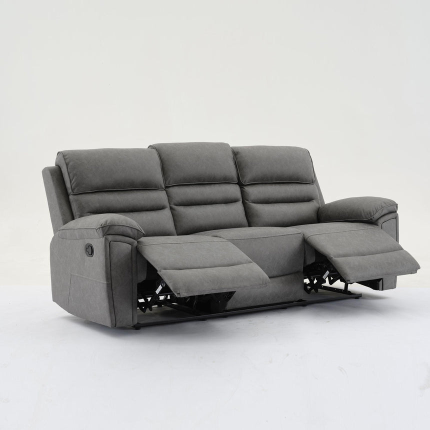 Helena Grey Endurance Fabric 3+2+1 Seater Manual Recliner Sofa Set-3