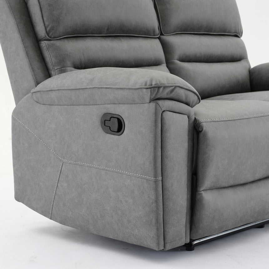 Helena Grey Endurance Fabric 3+2+1 Seater Manual Recliner Sofa Set-8