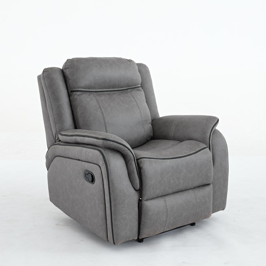 Harlee Grey Endurance Fabric Manual Recliner Armchair-4