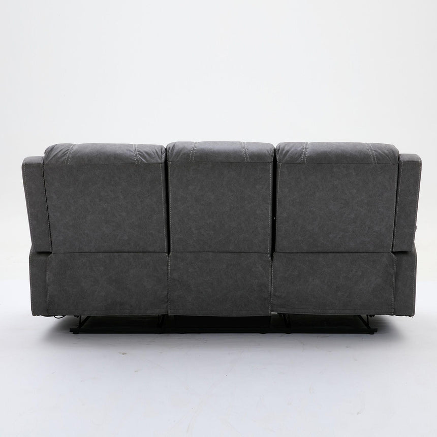 Zaria Grey Endurance Fabric 3 Seater Manual Recliner Sofa-8