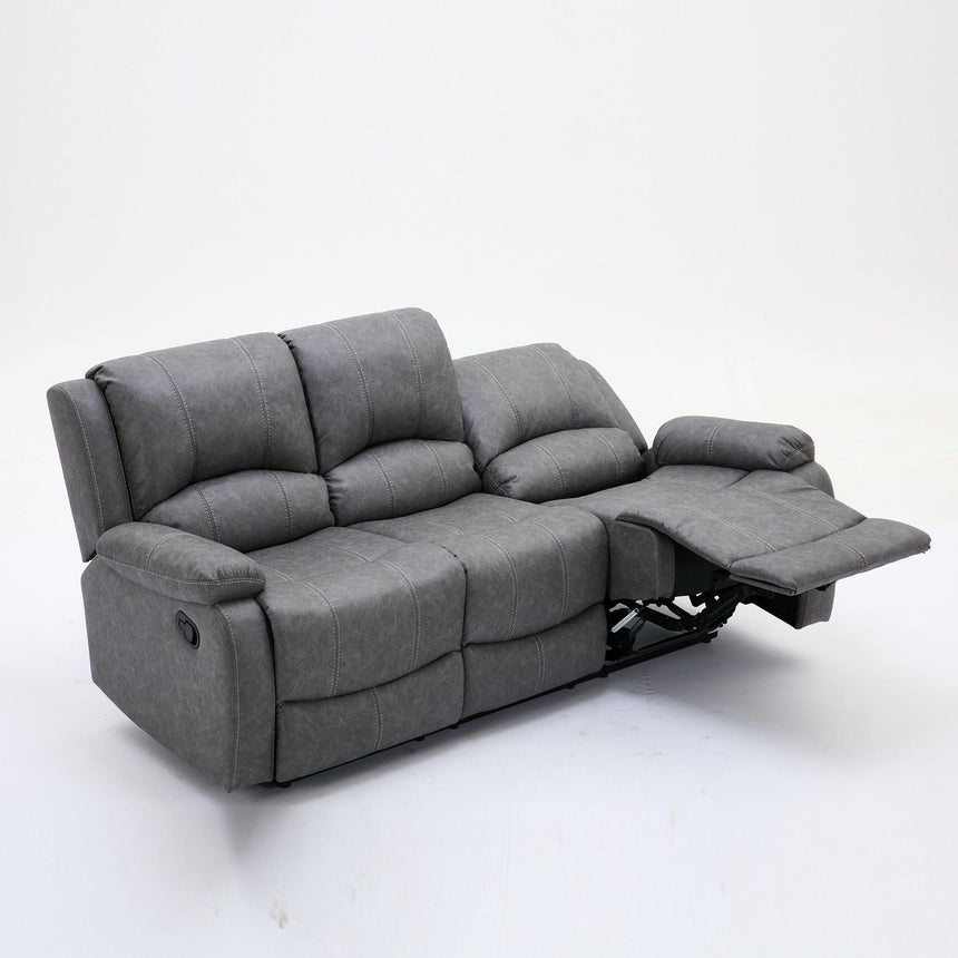 Zaria Grey Endurance Fabric 3+2 Seater Manual Recliner Sofa Set-3