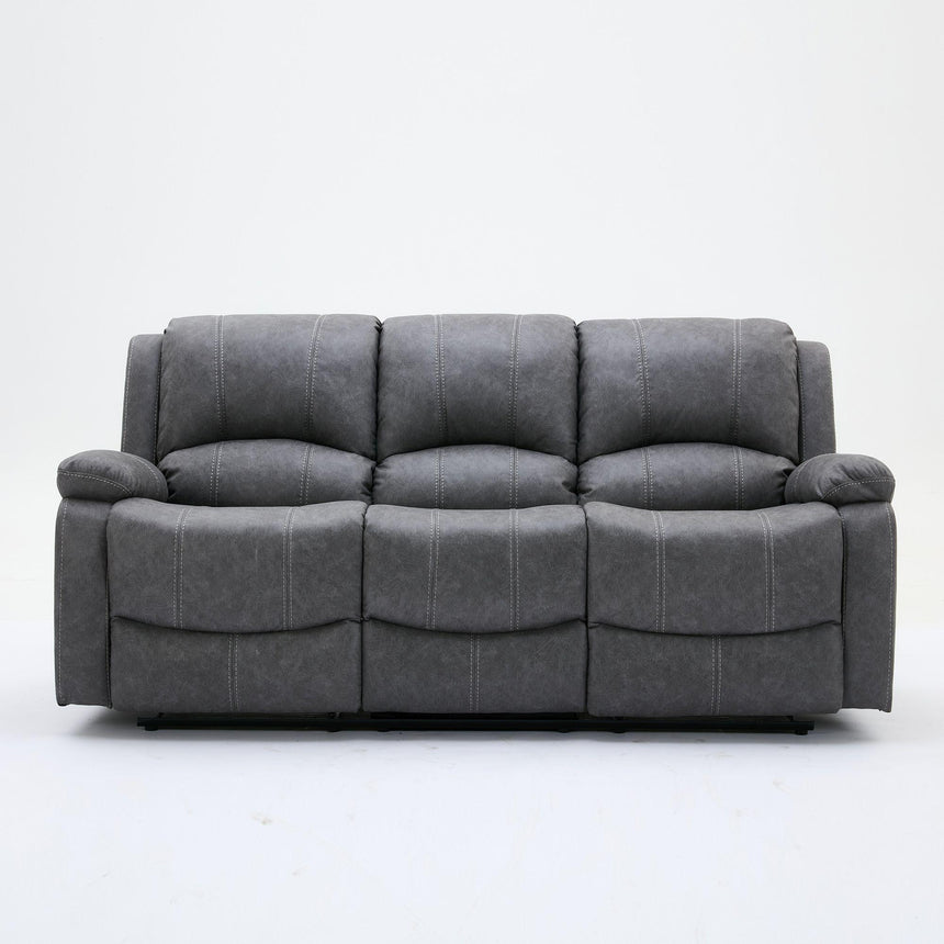 Zaria Grey Endurance Fabric 3+2+1 Seater Manual Recliner Sofa Set-2