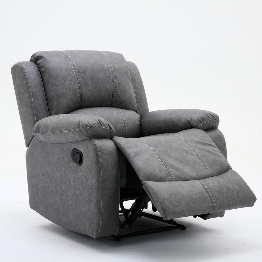Zaria Grey Endurance Fabric 3+2+1 Seater Manual Recliner Sofa Set-7