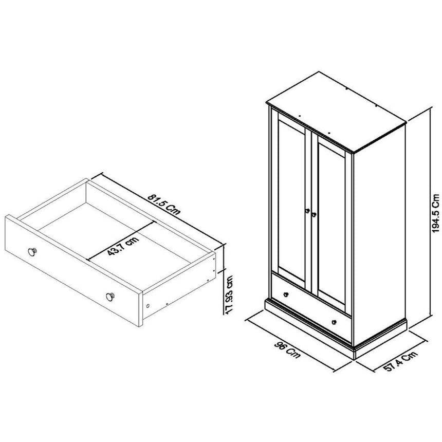 Bentley Designs Ashby Soft Grey 2 Door Combi Wardrobe-5
