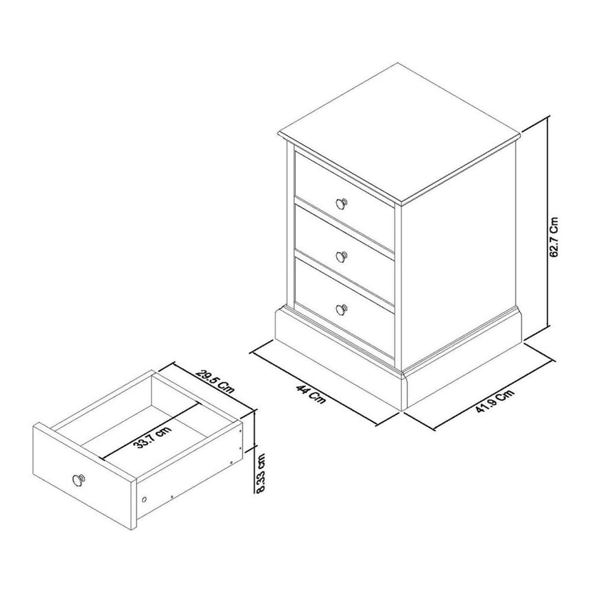 Bentley Designs Ashby Soft Grey 3 Drawer Bedside Cabinet-3