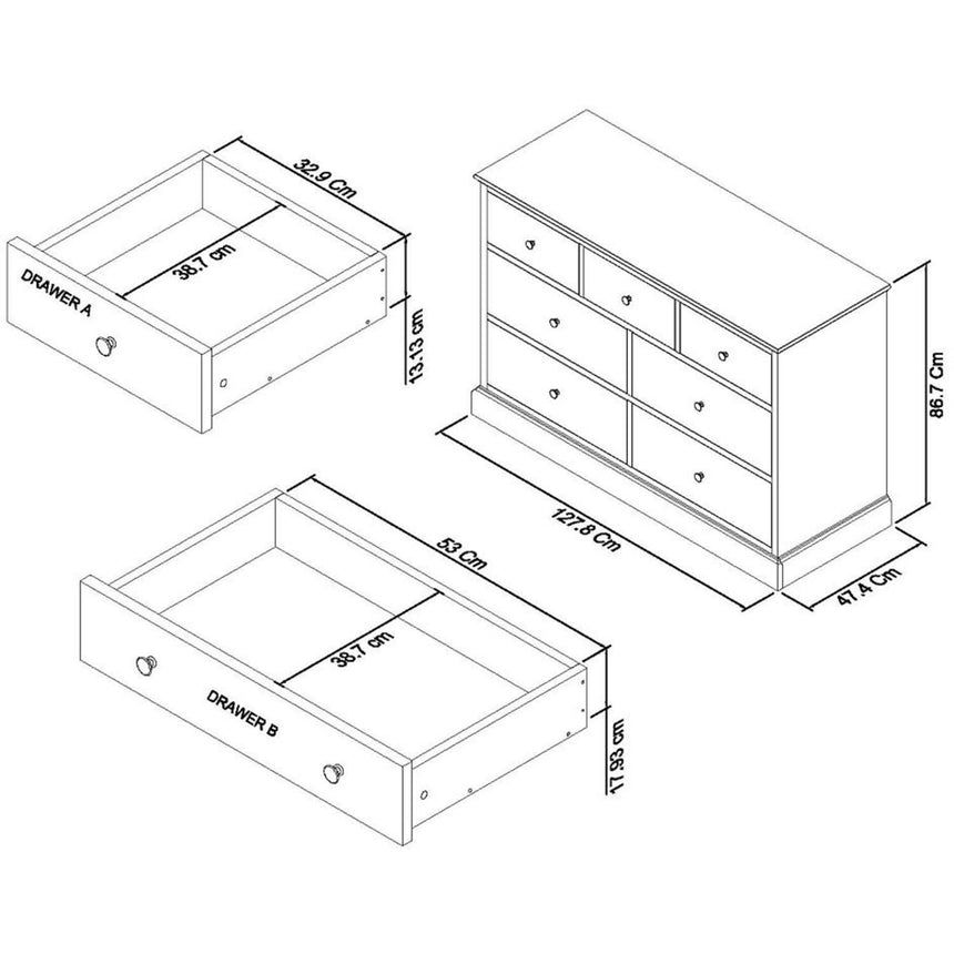 Bentley Designs Ashby Soft Grey 3+4 Drawer Chest-4