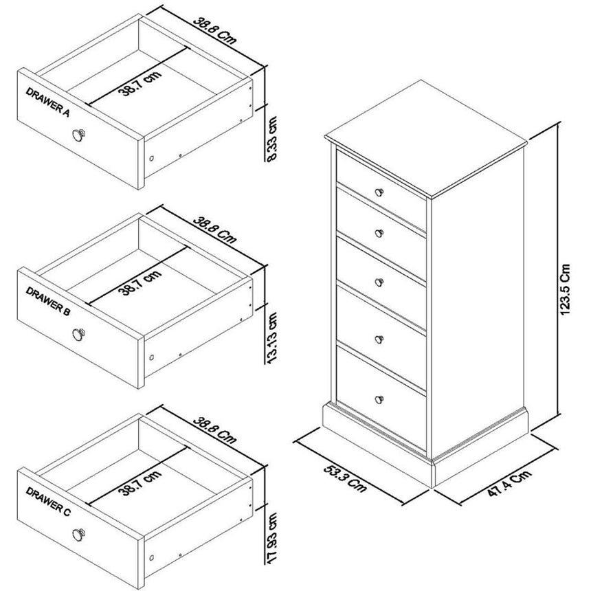 Bentley Designs Ashby Soft Grey 5 Drawer Tall Chest-4