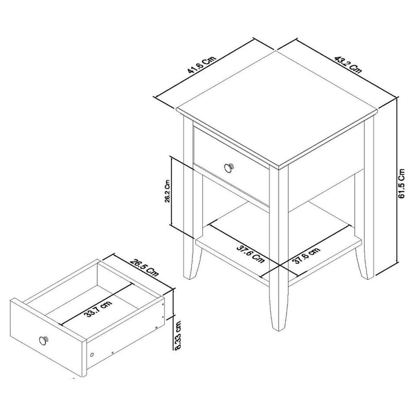 Bentley Designs Ashby White 1 Drawer Bedside Cabinet-5