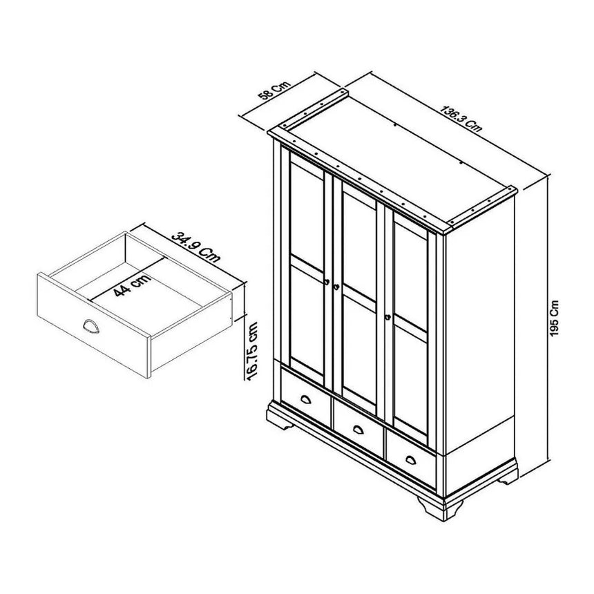 Bentley Designs Hampstead Two Tone 3 Door Combi Wardrobe-2