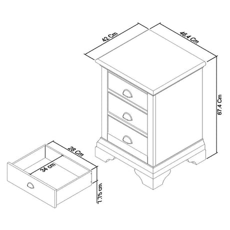Bentley Designs Hampstead Two Tone 3 Drawer Bedside Cabinet-2