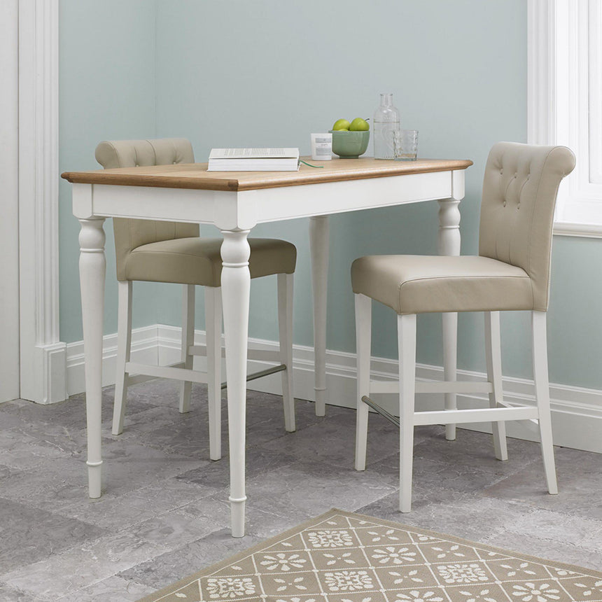 2 x Bentley Designs Hampstead Two Tone Ivory Bonded Leather Upholstered Barstool-4