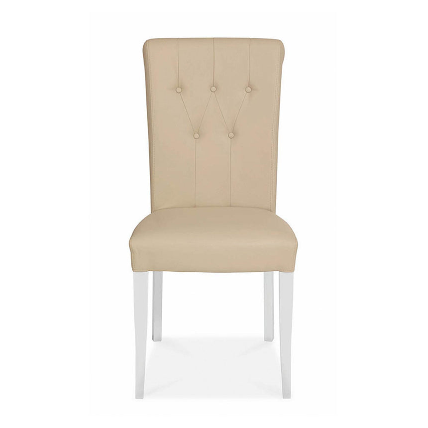 2 x Bentley Designs Hampstead Two Tone Ivory Bonded Leather Upholstered Dining Chair-2