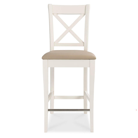 2 x Bentley Designs Hampstead Two Tone Ivory Bonded Leather X Back Barstool-2