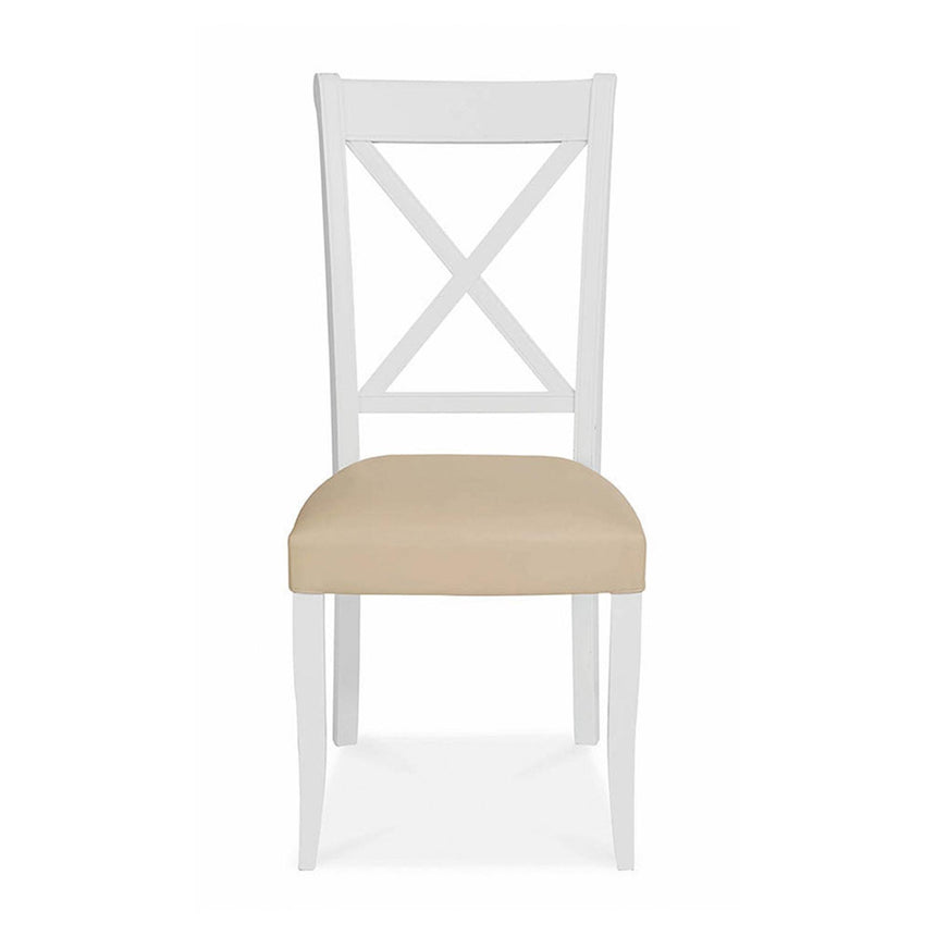 2 x Bentley Designs Hampstead Two Tone Ivory Bonded Leather X Back Dining Chair-2