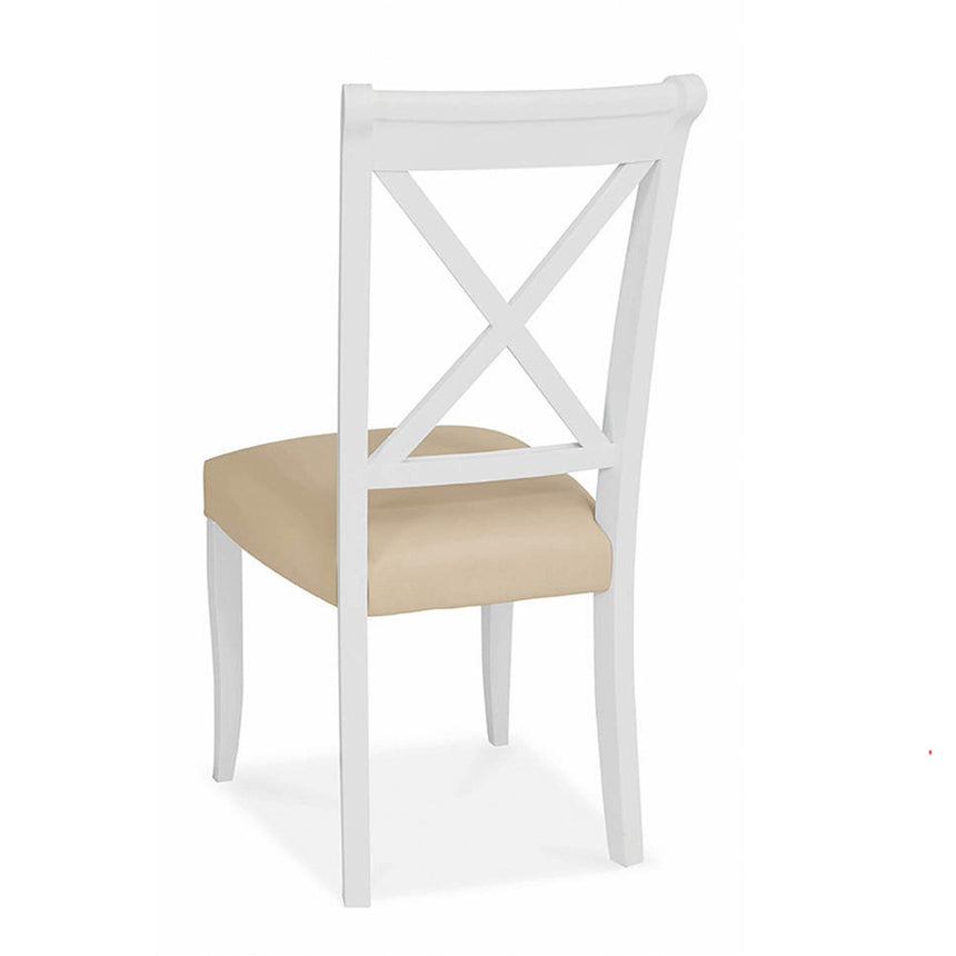 2 x Bentley Designs Hampstead Two Tone Ivory Bonded Leather X Back Dining Chair-3