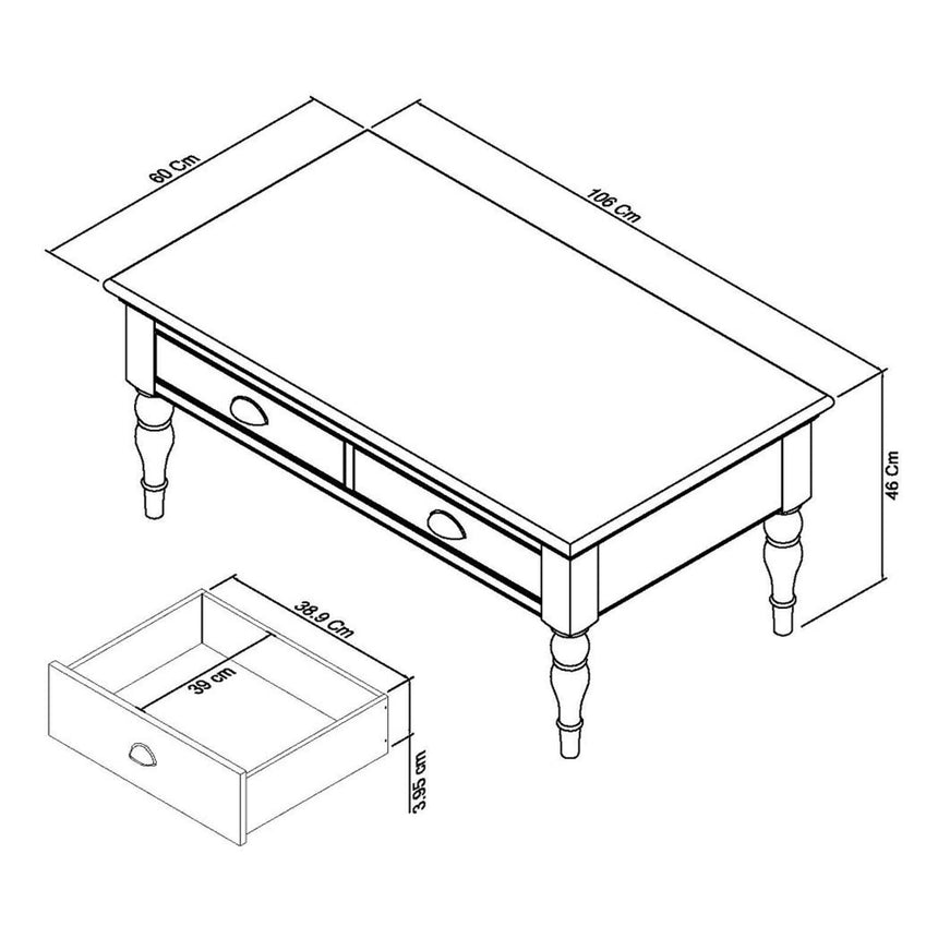 Bentley Designs Hampstead Two Tone Coffee Table - Turned Leg-4