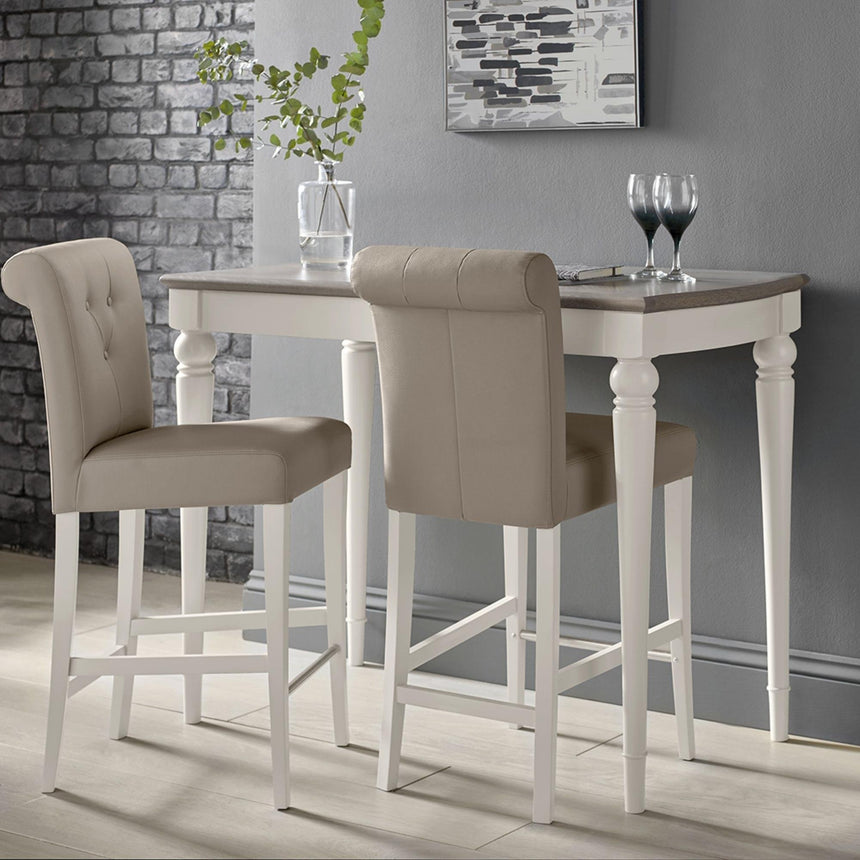 2 x Bentley Designs Montreux Soft Grey Upholstered Bar Stool - Grey Bonded Leather-4