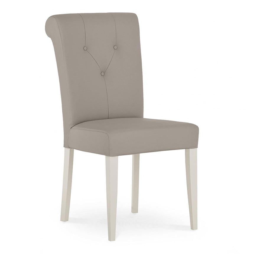 2 x Bentley Designs Montreux Soft Grey Upholstered Dining Chair - Grey Bonded Leather-3