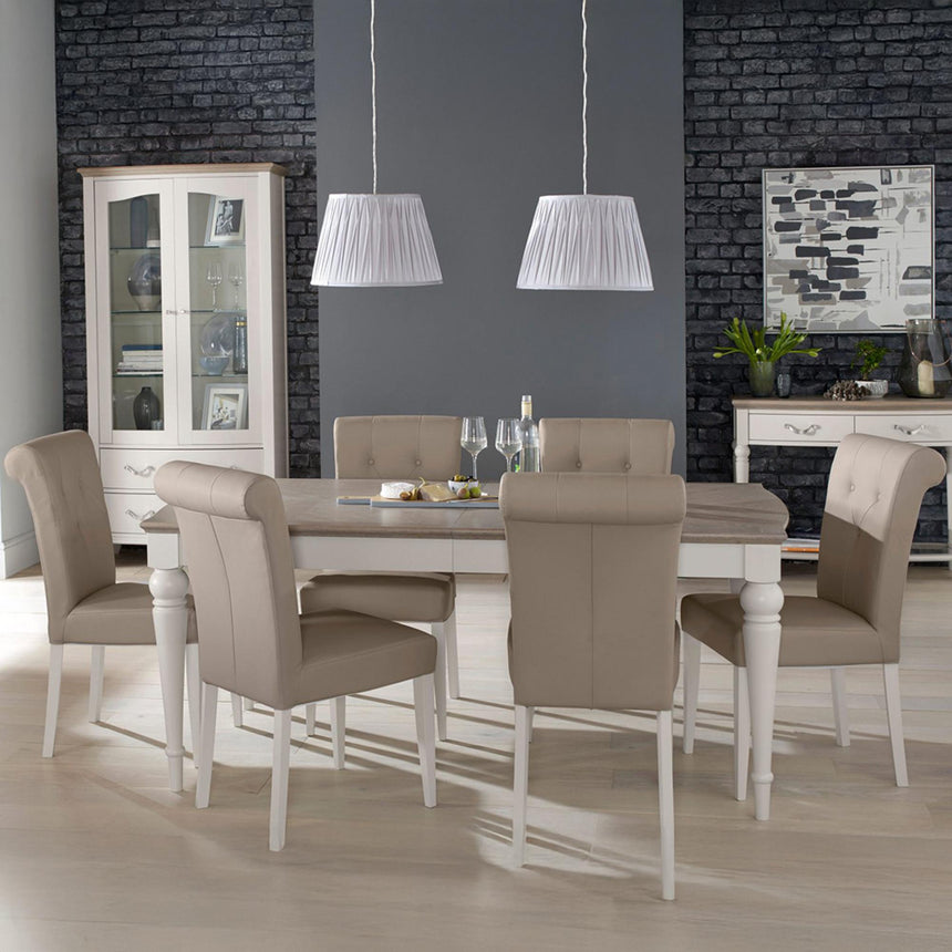 2 x Bentley Designs Montreux Soft Grey Upholstered Dining Chair - Grey Bonded Leather-5