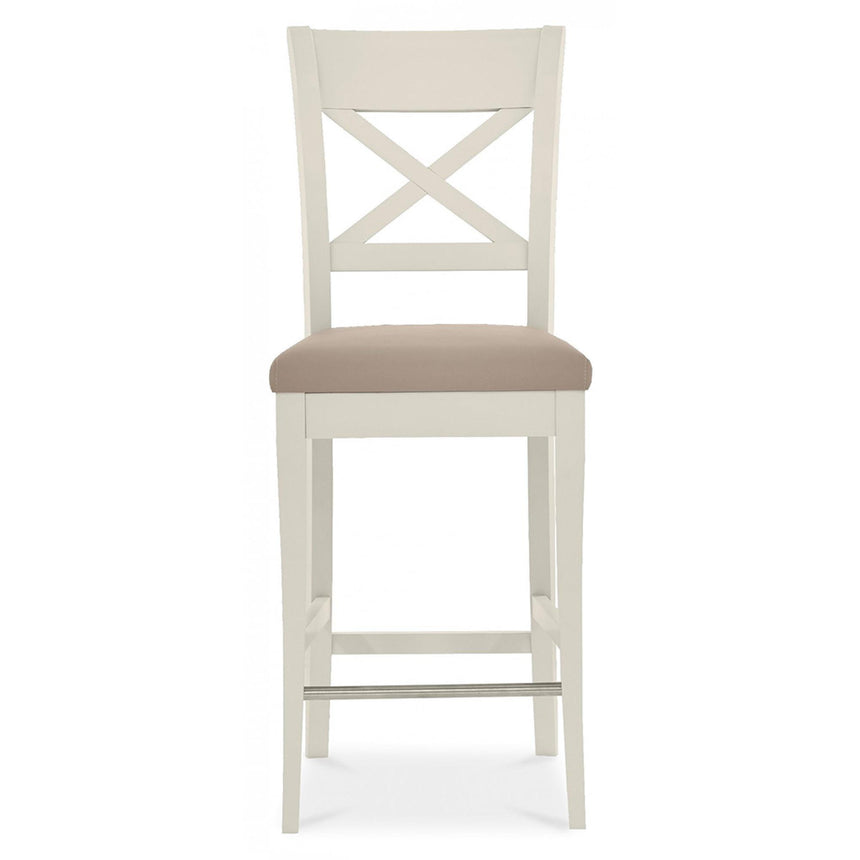 2 x Bentley Designs Montreux Soft Grey X Back Bar Stool - Grey Bonded Leather-2