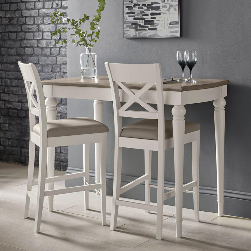 2 x Bentley Designs Montreux Soft Grey X Back Bar Stool - Grey Bonded Leather-4