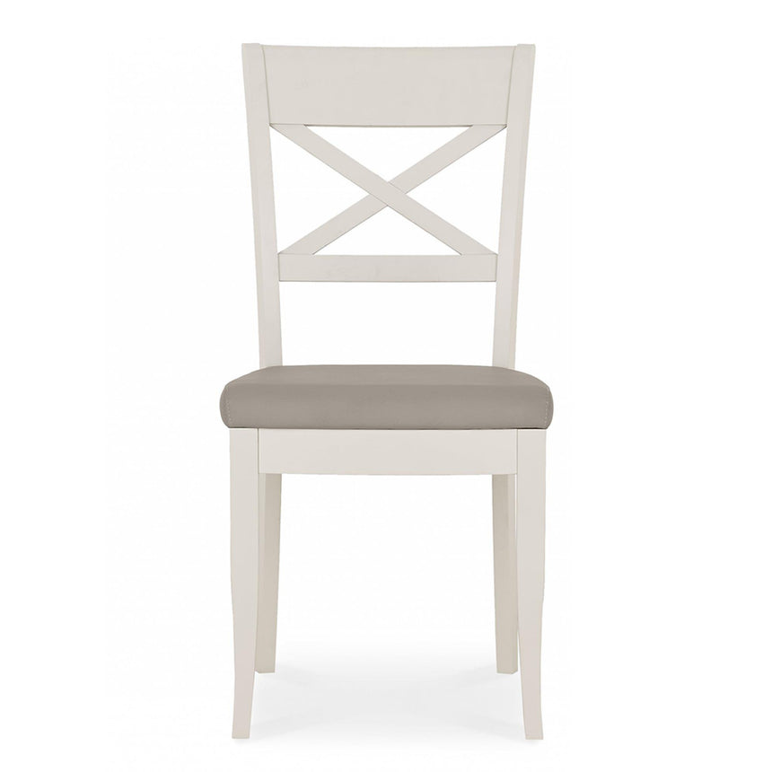 2 x Bentley Designs Montreux Soft Grey X Back Dining Chair - Grey Bonded Leather-2