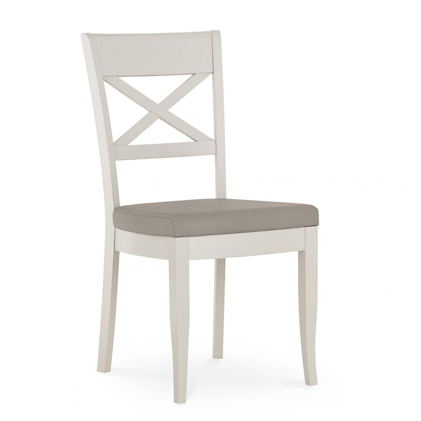 2 x Bentley Designs Montreux Soft Grey X Back Dining Chair - Grey Bonded Leather-3