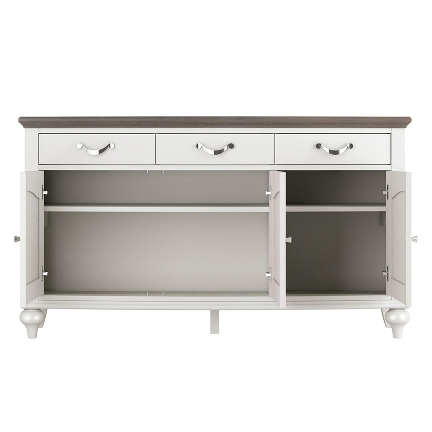 Bentley Designs Montreux Grey Washed Oak and Soft Grey 3 Drawer Wide Sideboard-2