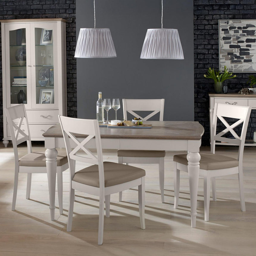 Bentley Designs Montreux Grey Washed Oak and Soft Grey 4 Seater Extending Dining Table-8
